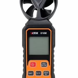 Anemómetro digital VICTOR 816M — Medidor de velocidad del viento y temperatura 0–45 m/s