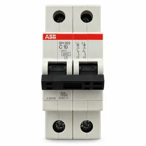 Interruptor automático magnetotérmico ABB SH202-C10, 2 polos, 10 A, curva C, 6 kA