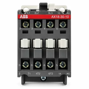 Contactor ABB AX18-30-01-80, 3 polos, 18 A AC-3, bobina 220–230 V AC / 230–240 V AC, 1 contacto auxiliar NC