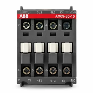 Contactor ABB AX09-30-10-80, 3 polos, 9 A AC-3, bobina 220...230 V AC / 230...240 V AC, 1 contacto auxiliar NO